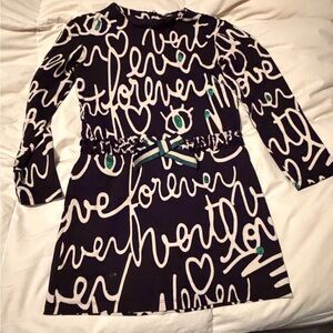 Catimini Black and White Script Dress